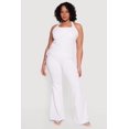 thumbnail image 1 of Women's Plus Size Drawstring Fold Over Waist Flare Leg Pants, 1 of 4