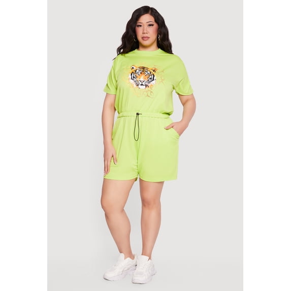 Women's Plus Size Drawstring High Waisted French Terry Shorts