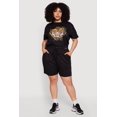 thumbnail image 1 of Women's Plus Size Drawstring High Waisted French Terry Shorts, 1 of 4