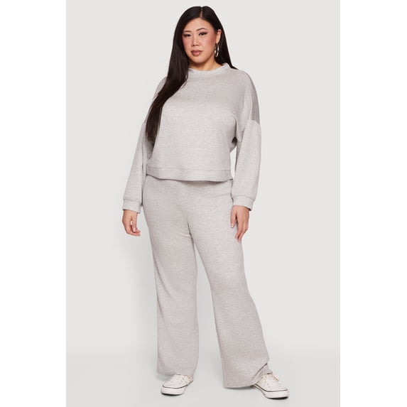 Women's Plus Size Drawstring Waist Pull On Flare Pants