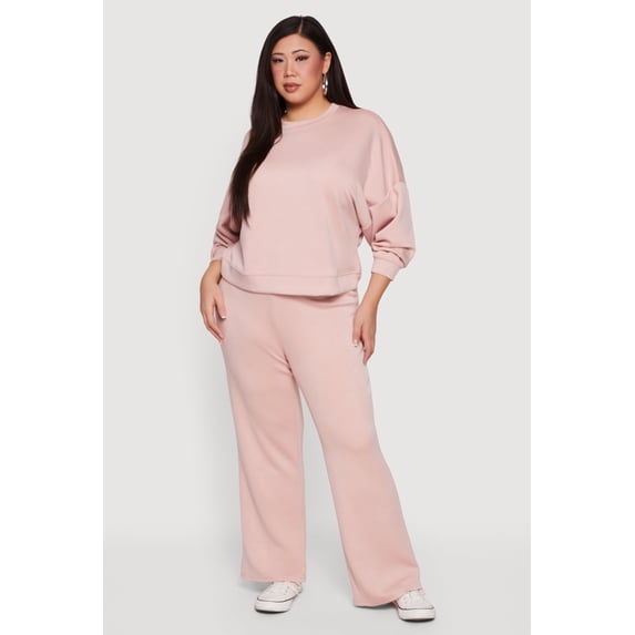 Women's Plus Size Drawstring Waist Pull On Flare Pants