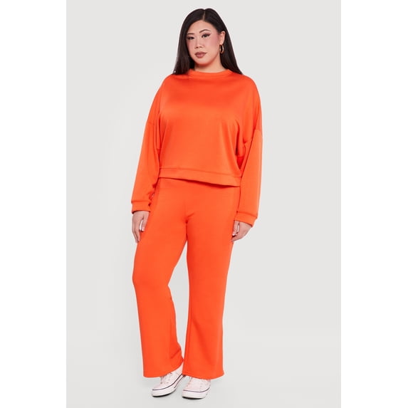 Women's Plus Size Drawstring Waist Pull On Flare Pants