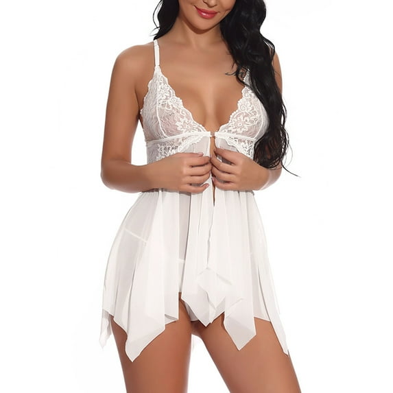 Women's Plus Size Dress Lace Babydoll G String Nightwear Sleepwear