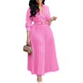 thumbnail image 1 of Women's Plus Size Dress Lapel Pleated Skirt Formal Party Dress Business Dress, 1 of 8