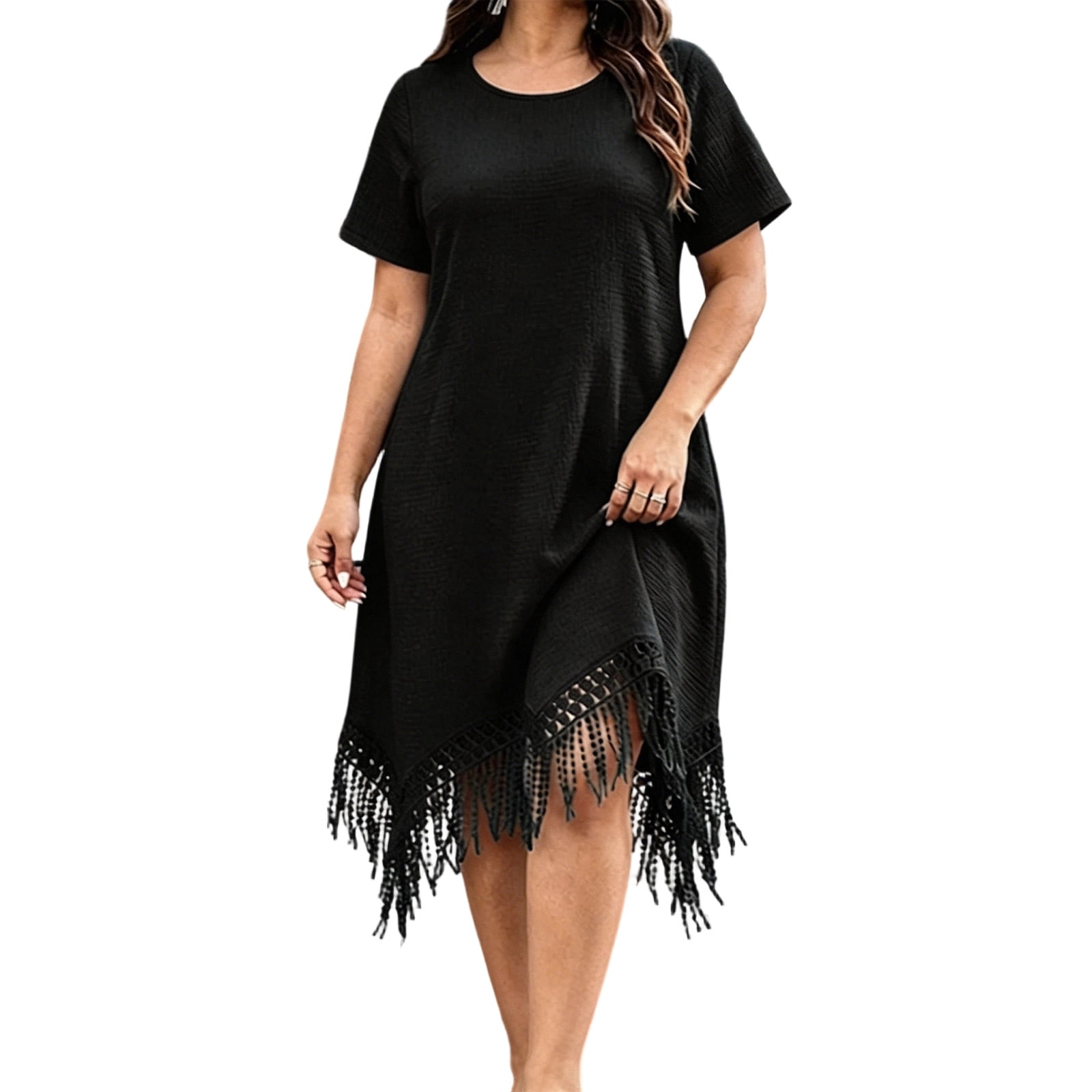 black fringe dress plus size Plus Size Desert Rhythm Fringe Dress