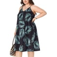 thumbnail image 1 of MLDRA Women's Plus Size Dresses V Neck Casual Loose Tropical Print Sundress Summer Cami Dress Boho, 1 of 6