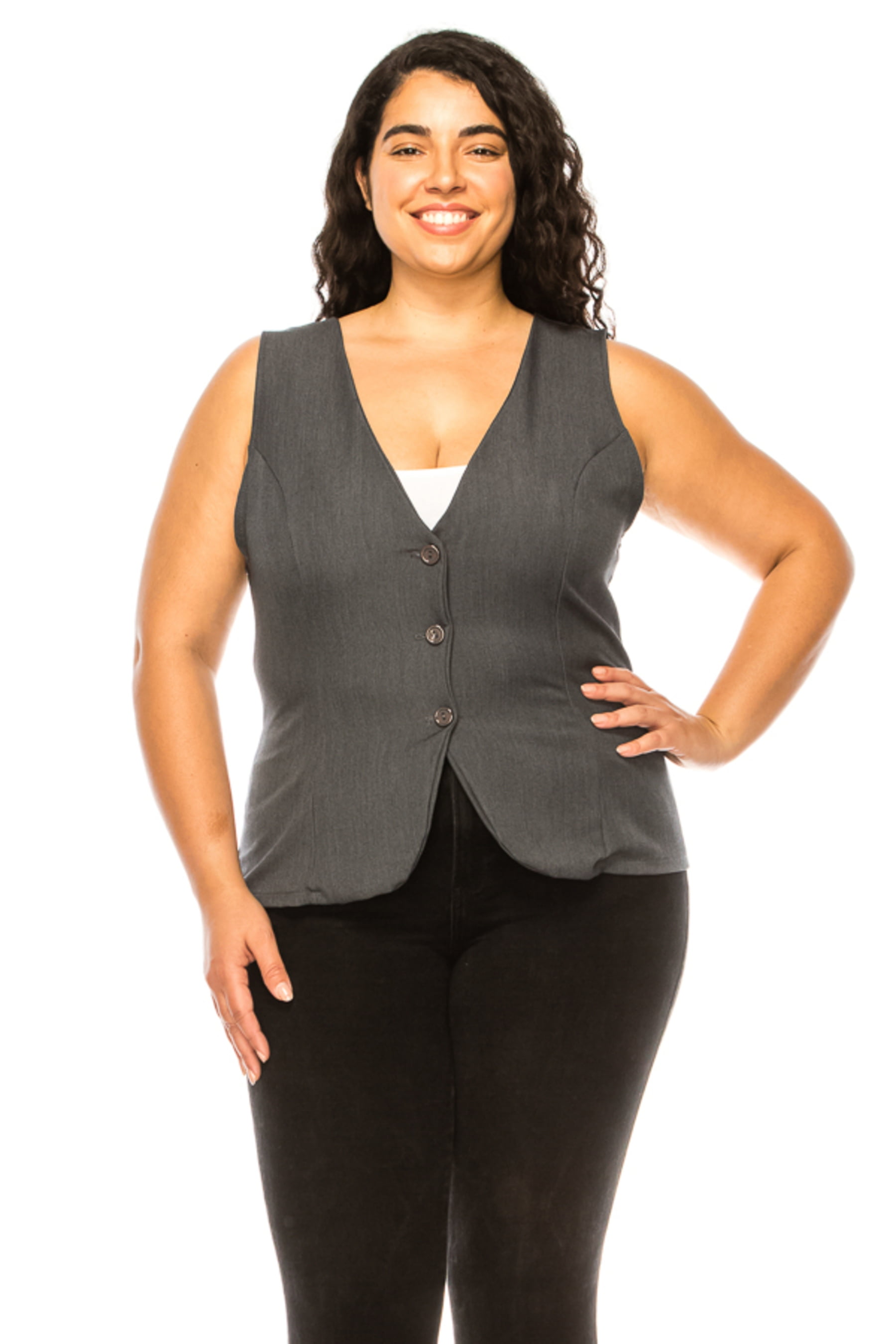 Women's Plus Size Dressy Casual Vest Three Button Tuxedo Suit