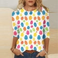 thumbnail image 1 of Women's Plus Size Easter Shirts Graphic Print 3/4 Sleeve Round Neck Loose T-Shirt Spring Casual Wear, 1 of 5