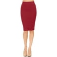 thumbnail image 1 of Women's Plus Size Elastic High Waist Casual Bodycon Solid Pull On Midi Skirt, 1 of 5