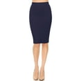thumbnail image 1 of Women's Plus Size Elastic High Waist Casual Bodycon Solid Pull On Midi Skirt, 1 of 5