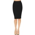 thumbnail image 1 of Women's Plus Size Elastic High Waist Casual Bodycon Solid Pull On Midi Skirt, 1 of 5