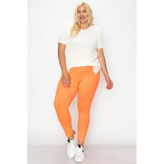 Women's Plus Size Elastic High Waist Solid Stretch Fitted Leggings