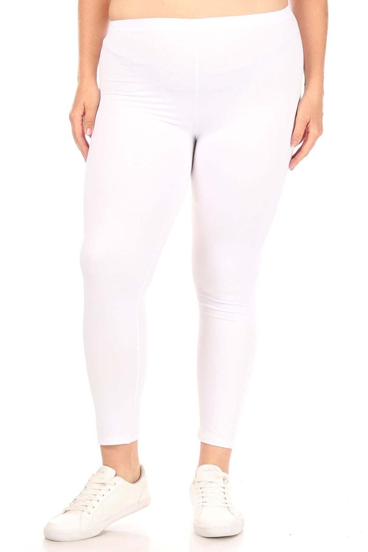 Women's Plus Size Elastic High Waist Solid Stretch Fitted Leggings ...