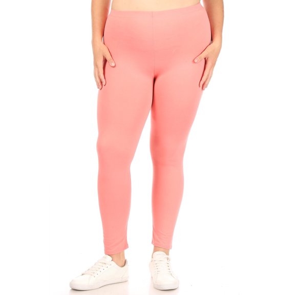 Women's Plus Size Elastic High Waist Solid Stretch Fitted Leggings