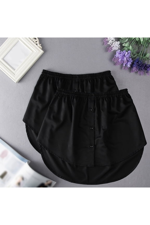 Women's Plus Size Elastic Solid Skirt Extender Waist Accessory Trim 2 Pack 2PCS, XXXXL, Black
