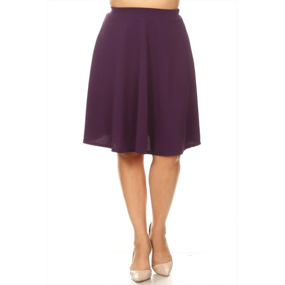 Women's Plus Size Elastic Stretchy High Waist Casual Basic A-Line Midi Skirt