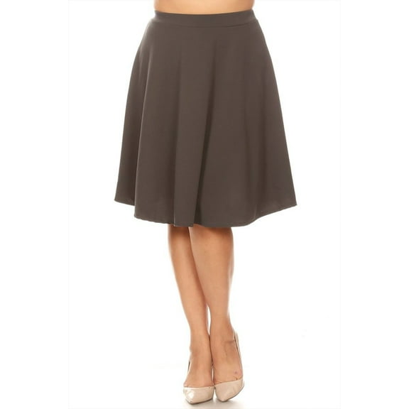 Women's Plus Size Elastic Stretchy High Waist Casual Basic A-Line Midi Skirt