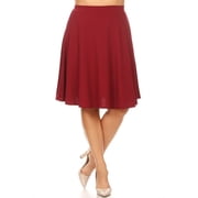 Women's Plus Size Elastic Stretchy High Waist Casual Basic A-Line Midi Skirt