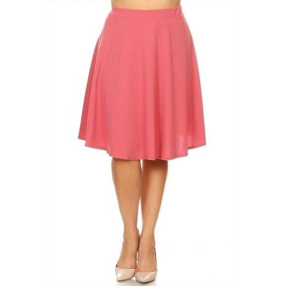 Women's Plus Size Elastic Stretchy High Waist Casual Basic A-Line Midi Skirt