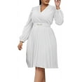 thumbnail image 1 of Women's Plus Size Elastic Waist A-Line Wedding Guest Dresses Pleated Long Dress, 1 of 3