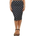 thumbnail image 1 of Women's Plus Size Elastic Waist Band Polka Dot Pencil Midi Skirt, 1 of 4