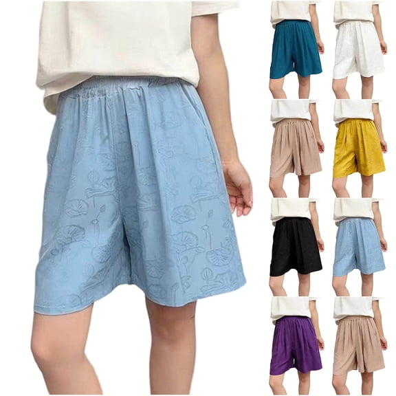 Women's Plus Size Elastic Waist Shorts, Soft Solid Color Polyester, Tummy Control Pull On Design, Comfortable Stretch Mid Waist Casual Bottoms, Everyday Summer Wear, | TruBelle,Black 3XL
