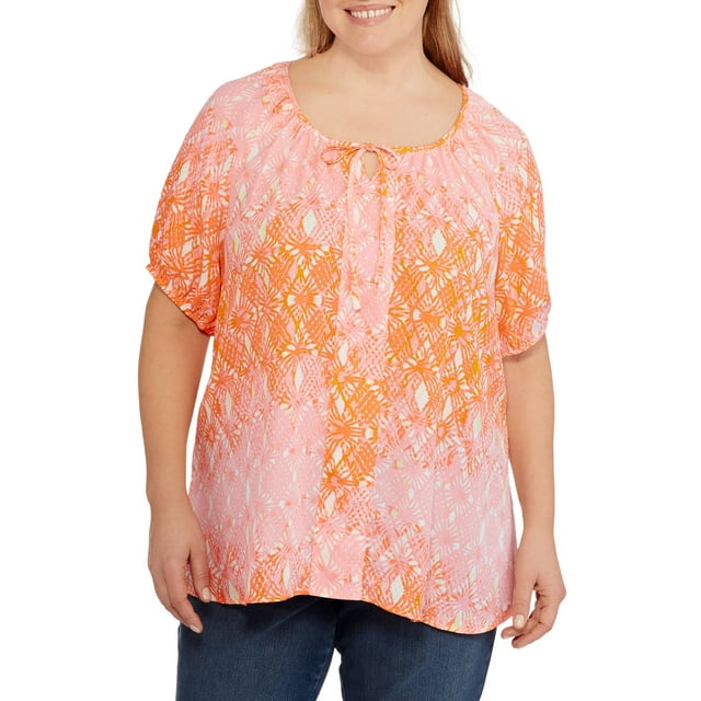 Women's PlusSize Elbow Sleeve Flowy Top