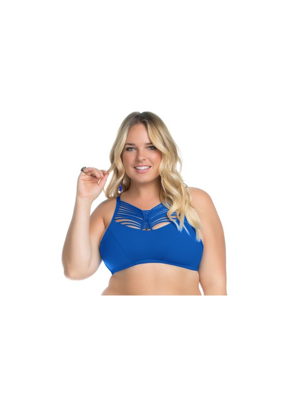 Women's Plus Size Electric Current Macrame Bikini Swim Top-0X-Becca17-Water