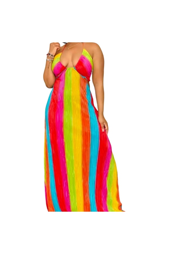 Women's Plus Size Elegant Halter Maxi Dress