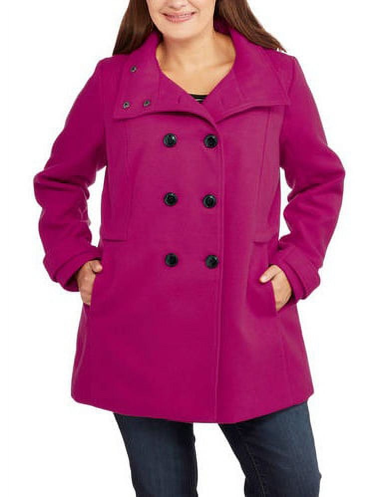 Women's PlusSize Essential WoolBlend Peacoat With Stand Collar
