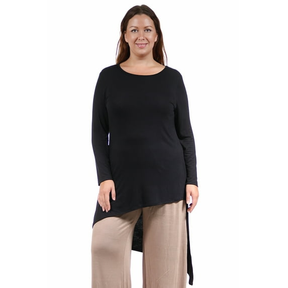 Women's Plus Size Extra Long Diagonal Sweep Tunic