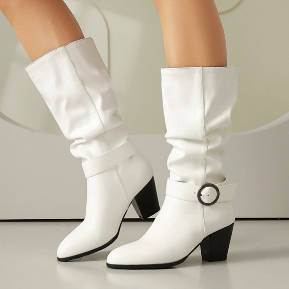 Women's Plus Size Extra Wide Calf High Heel Dress Boots With Ankle