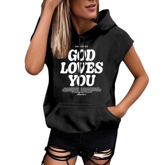 Women's Plus Size Fashion Letter Hooded Sweatshirt Short Sleeve Loose Blouse, Stylish and Comfortable