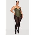 thumbnail image 1 of Women's Plus Size Faux Leather Ruched Corset Bodysuit, 1 of 5