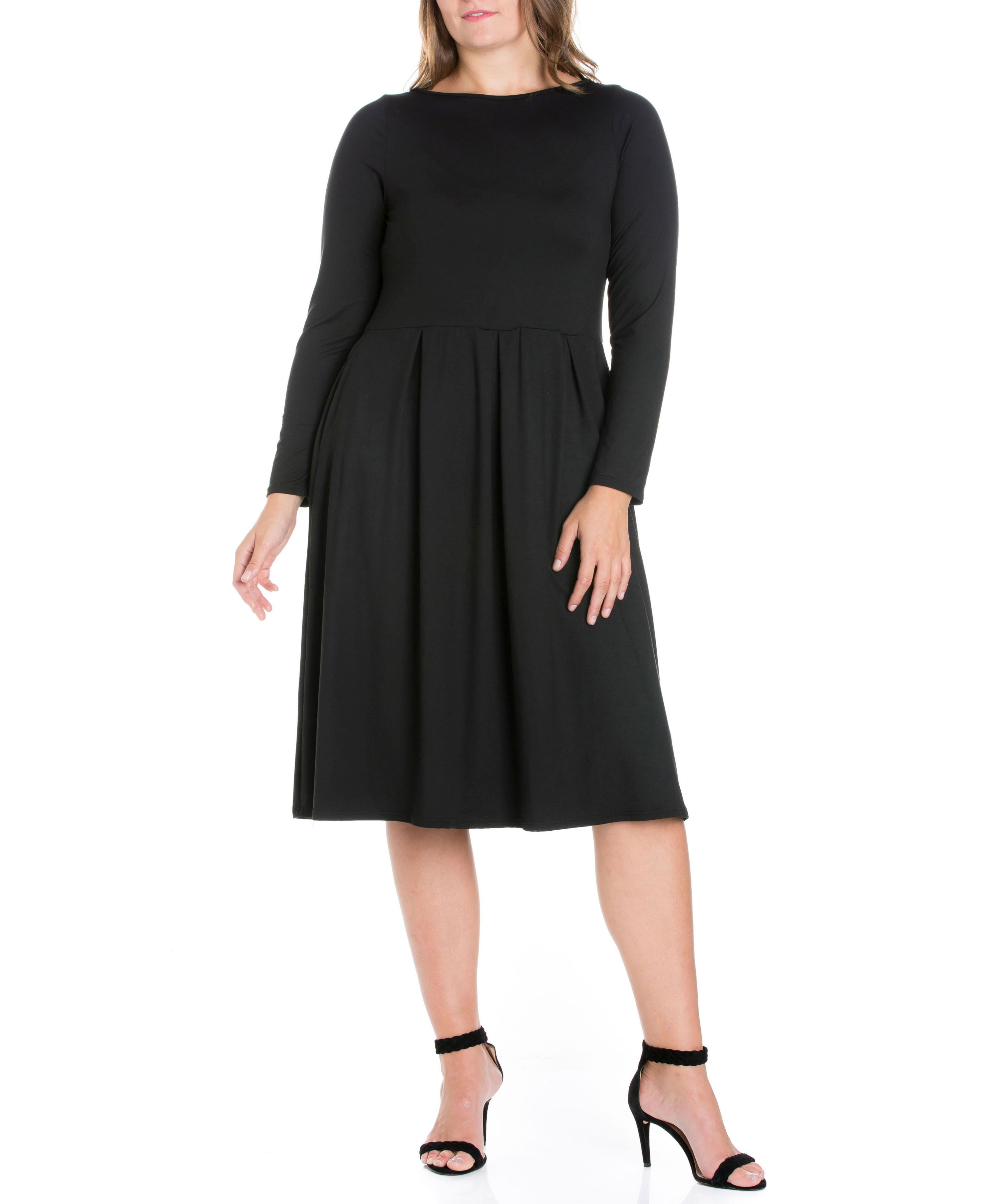 Women's Plus Size Fit and Flare Midi Dress Black 3XL - Walmart.com Women's Plus Size Fit and Flare Midi Dress Black 3XL - Walmart.com