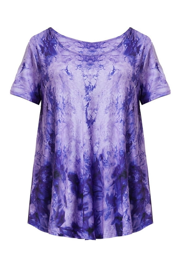 Women's Plus Size Flare Top - Casual Short Sleeve Loose Fit T-Shirt, Swing Style