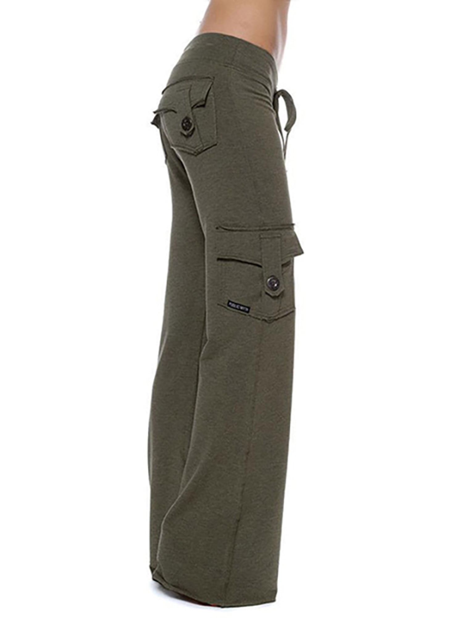 Women s Plus Size Flare Yoga Trouser Cargo Sports Stretchy Pockets