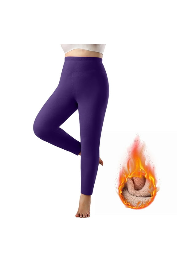 Women's Plus Size Fleece Lined Leggings Lightweight High Waisted Elastic Tights Yoga Pants Winter Warm Workout Athletic Lounge Pants