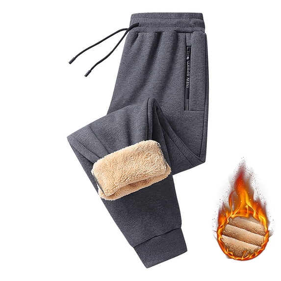 Women's Plus Size Fleece Lined Pants, High Waist Elastic Waist Thermal Trousers with Side Pockets, Winter Warm Casual Lounge Pants for Cold Weather, Home and Daily Wear Grey XXL