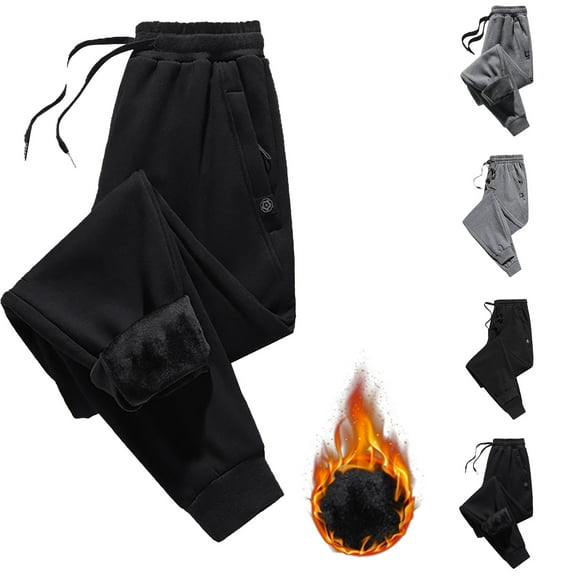 Women's Plus Size Fleece Lined Sweatpants with Zipper Detail Warm Comfortable Sports Pants for Autumn and Winter