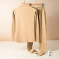 thumbnail image 1 of Women's Plus Size Fleece Loungewear Set - Long Sleeve Solid Thick Warm Pajamas & Pants - Khaki - XXL, 1 of 5
