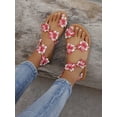 thumbnail image 1 of Women‘s Plus Size Floral Decor Toe Ring Flat Sandals, 1 of 7