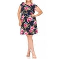 thumbnail image 1 of Women's Plus Size Floral Flared A Line Swing Dresses Short Sleeve Belted, 1 of 6