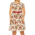 thumbnail image 1 of Women's Plus Size Floral Flared A Line Swing Dresses Short Sleeve with Belted, 1 of 6