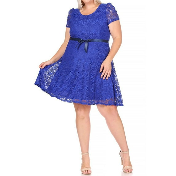 Women's Plus Size Floral Lace Short Sleeve Party Dress for Women
