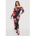 thumbnail image 1 of Women's Plus Size Floral Long Sleeve Mesh Off The Shoulder Dress, 1 of 3