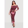 thumbnail image 1 of Women's Plus Size Floral Long Sleeve Mesh Off The Shoulder Dress, 1 of 3