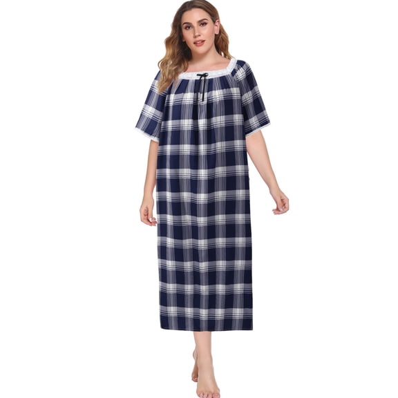 Women's Plus Size Floral Nightgown Short Sleeve Night Gowns Ladies Summer Oversized House Dress Print Sleepwear Soft Housecoat Sleep Dress,XL-5XL