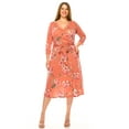 thumbnail image 1 of Women's Plus Size Floral Pattern Print Faux Wrap Dress, 1 of 4