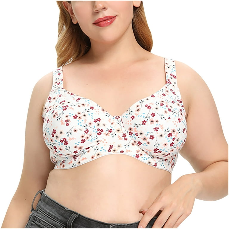 Plus Size Comfortable Bras for Women Full-Coverage Lace Floral Print Push  Up Soft Everyday Wear T-Shirt Bra Smoothing at  Women's Clothing store
